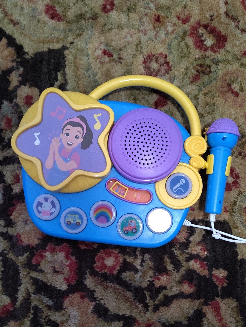Ms Rachel Kids Musical Karaoke Toy with Microphone - Blue & Yellow$45